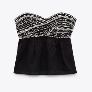 Zara embroidered strapless top